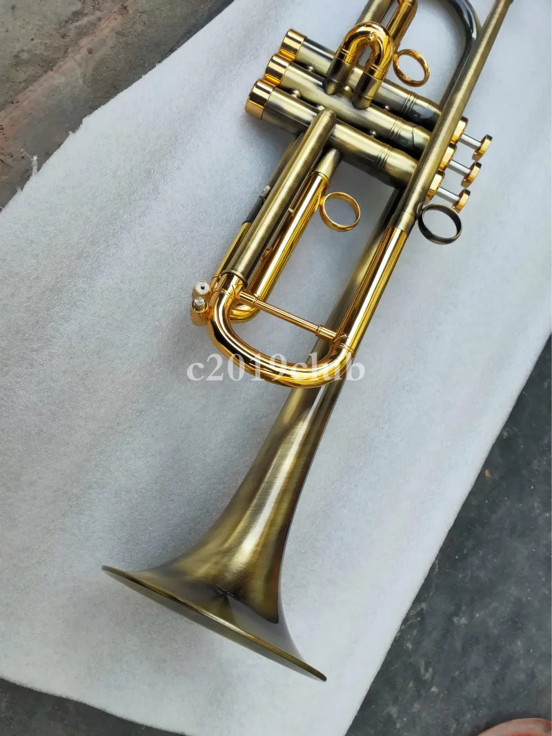 Yeni Geliş Bb Trompet Vaka Ağız ile Vintage Bakır Altın Vernik Bb Trompet Pirinç B Düz Müzik Enstrümanı enfes