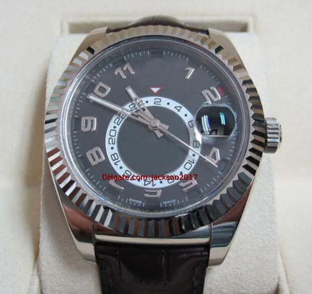 Высокое качество Наручные часы Мужские часы 326139 Perpetual 18K White Gold Leather Watch