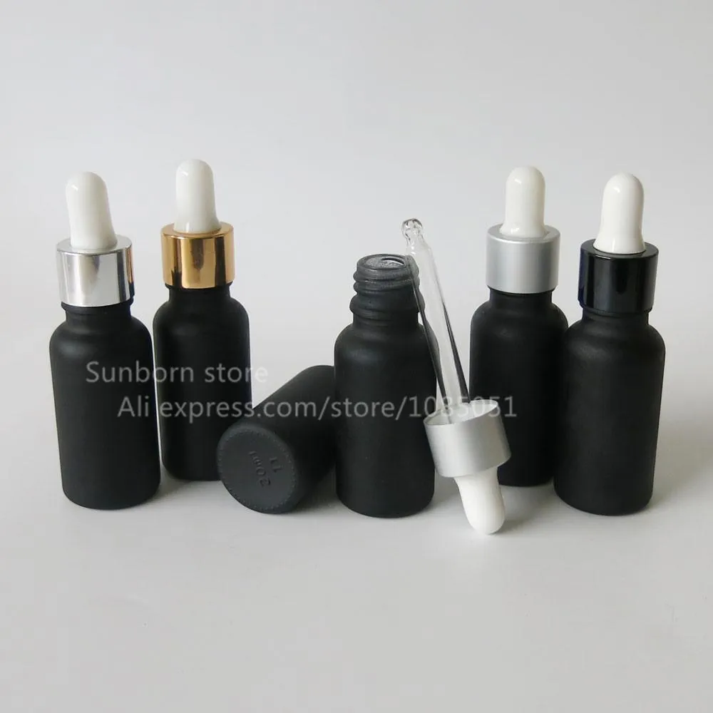 500pcs/lot 20ML e liquid black frosted glass dropper bottle