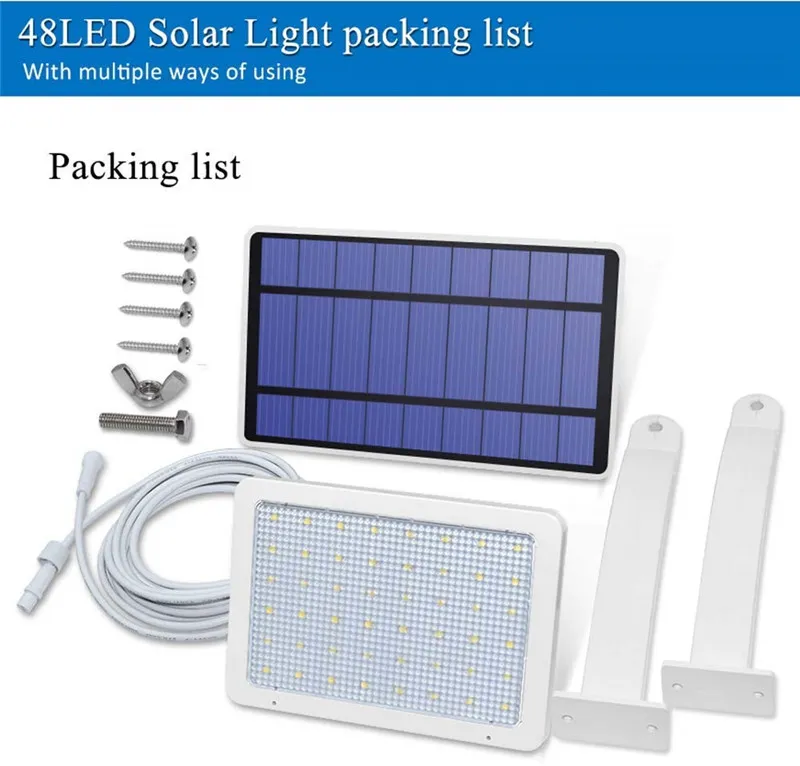 800LM Solar Garden Light 48LEDS IP65 Integrate Split Solar Street Lights Verstelbare Hoek Outdoor Solar Wandlight