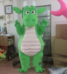 2019 High quality Green Dinosaur Mascot Costume Fancy Party Dress Halloween Carnival Costumes Adult Size284R