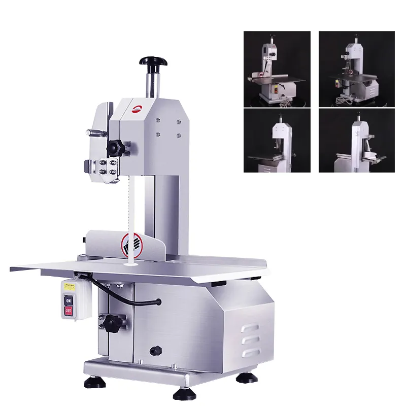 Machine de découpe d'os de viande électrique en acier inoxydable à grande vitesse, machine commerciale de coupe de scie à ruban de viande