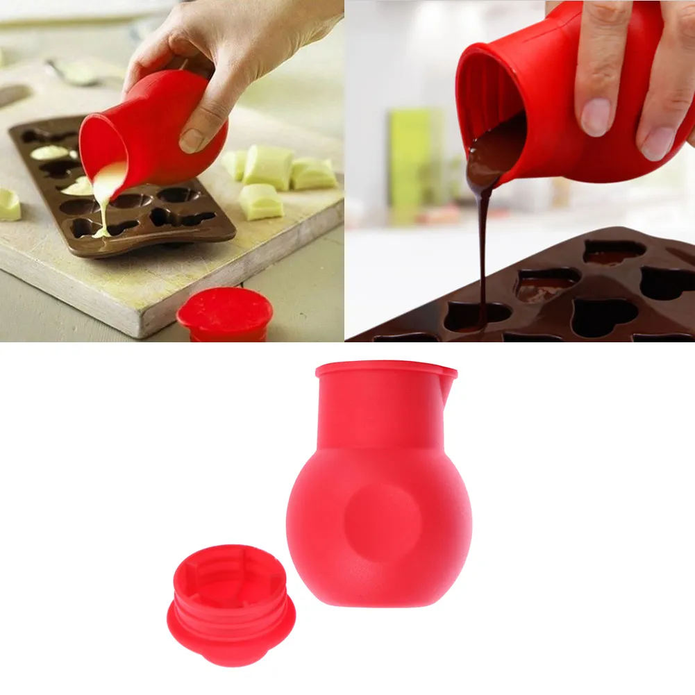 Chocolate Melting Pot Silicone Baking Pouring Tool Red Microwave Butter  Melter Heat Nonstick 