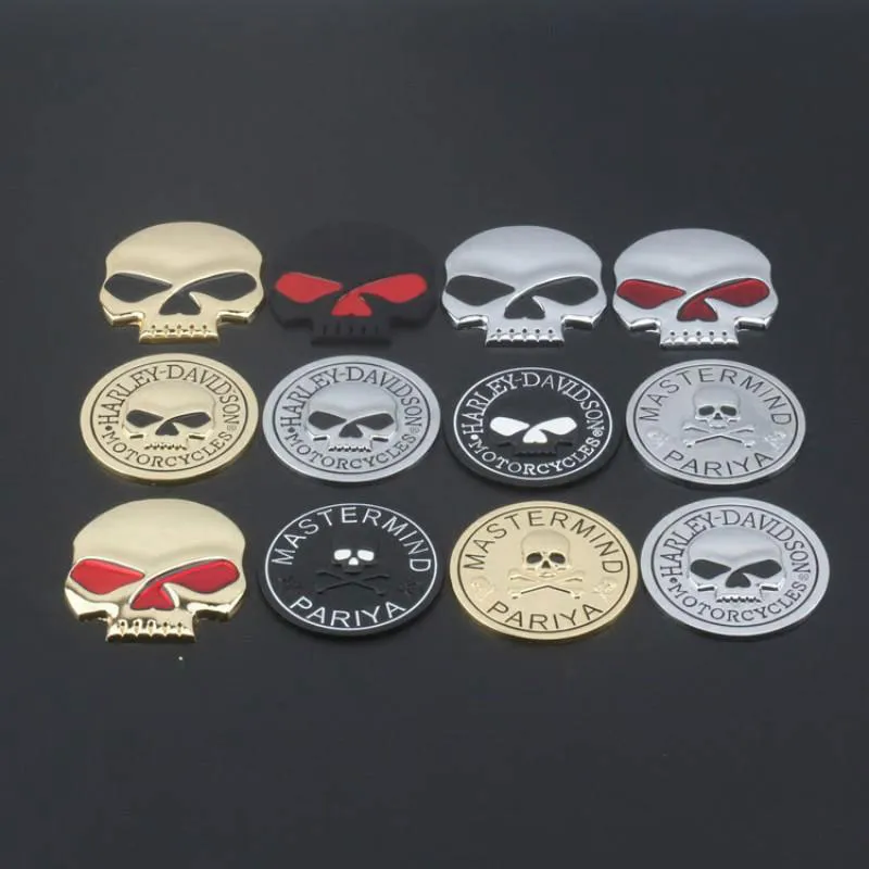 Car 3D Metal Skull Sticker Modified Alloy Skull Stickers Motor Body Tail Stickers Motorcycle Emblem Badge Decals