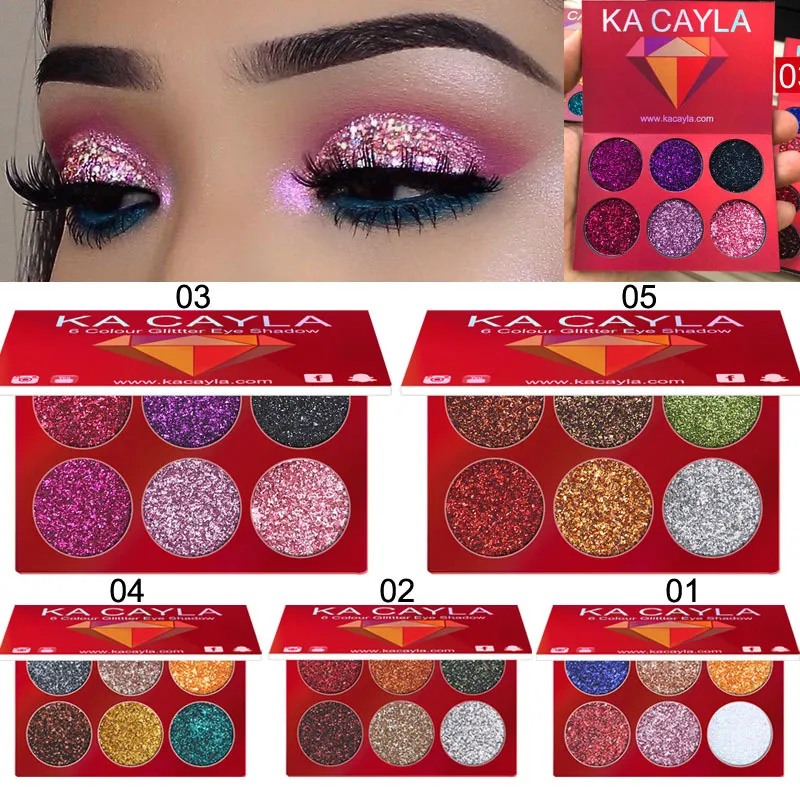 6 Colors Eyeshadow Palette Shiny Diamond Eye Shadow Powder Glitter Makeup Palette Eyes Makeup eyes Cosmetics