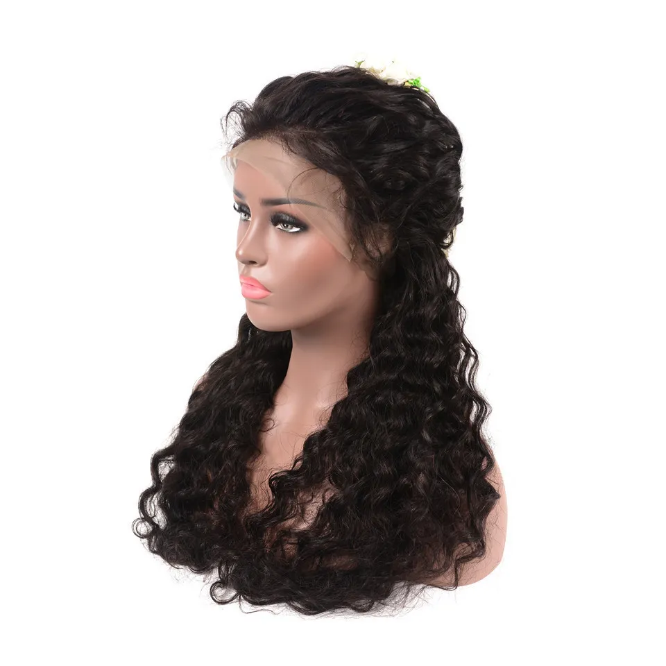 360 Lace Front Human Hair Paryker För Kvinnor Deep Wave Pre Plucked Wig med Baby Hairs Natural Färg 150% Remy Hair