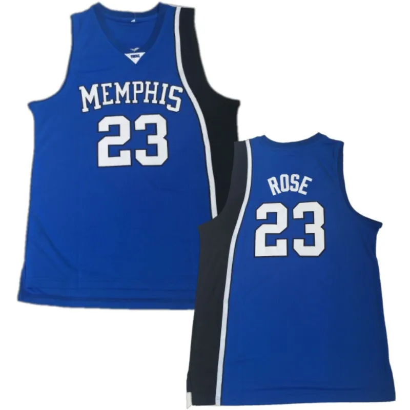 23 Derrick Rose Basketball Jersey Men's Derrick Rose Memphis Tigers College Jerseys Stitched Rose Blue University Shirt