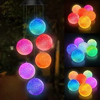 DHL Wind Chime espiral Mudando a cor do Solar Power Spinner Crystal Ball Vento móvel portátil impermeável Romântico decorativa Outdoor Vento Sino