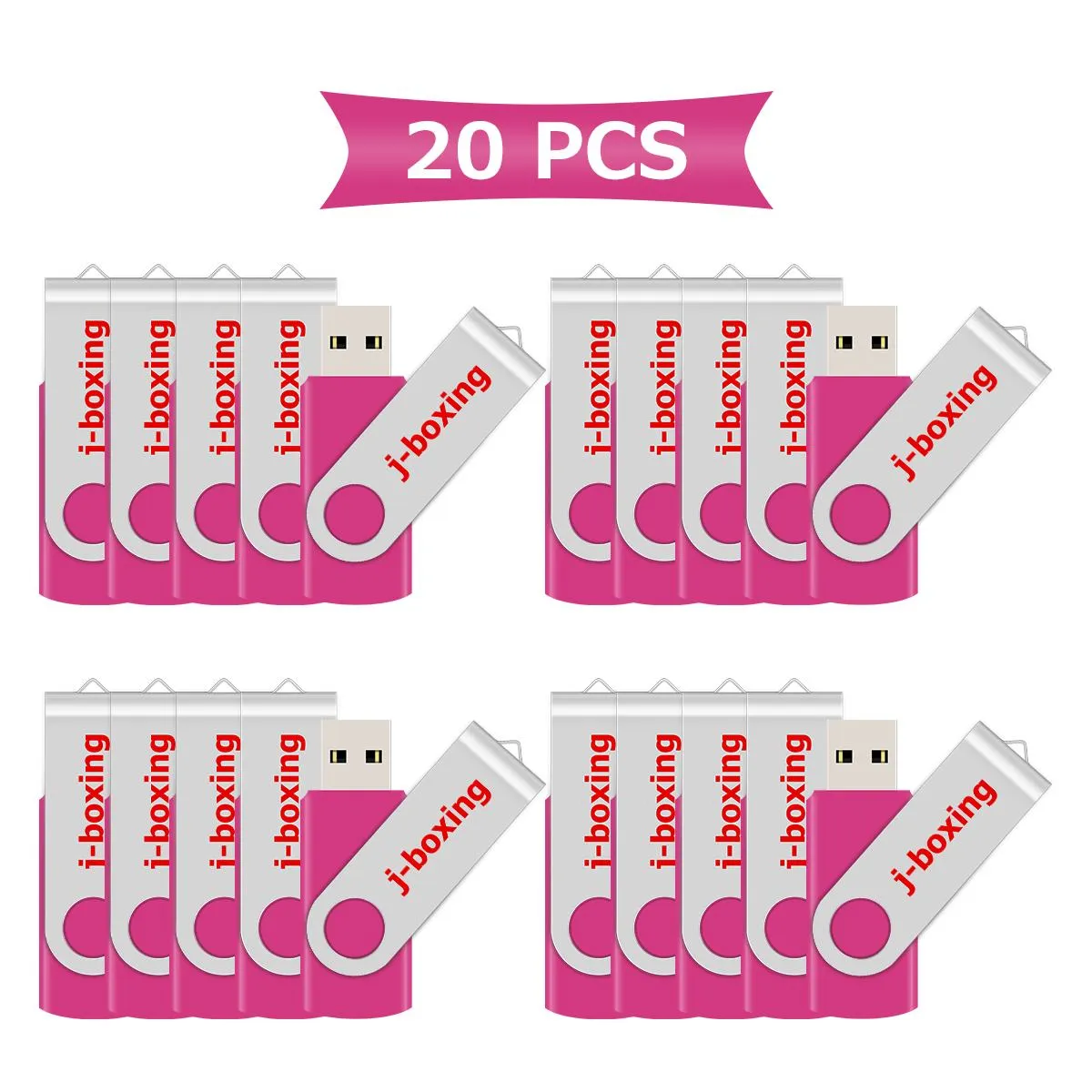 Pink Bulk 20 Stück 32 GB USB-Sticks, schwenkbar, drehbar, Metall-Flash-Speicherstick, 32 GB, für Computer, Laptop, Tablet, Daumenstift-Laufwerke, Speicher