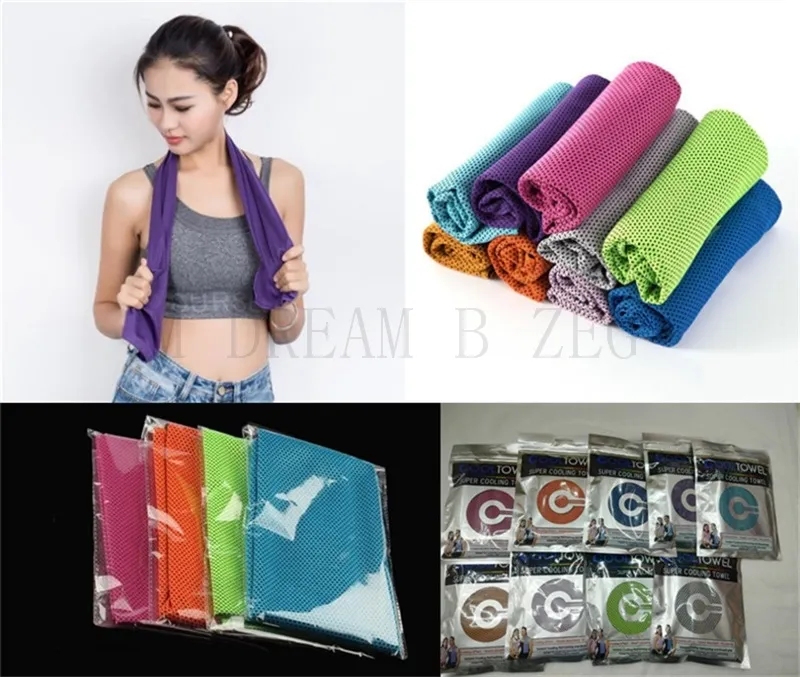 90 * 30cm Cool Towels Ice Cold Serviette Summer Sunstroke Sports Yoga Exercice Cool Quick Dry Soft Preathable Serviette De Sport Pour Enfants Adulte P