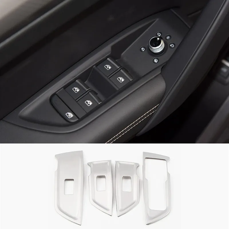 Автомобильное оконное стекло подъемные кнопки панель украшения наклейки отделка для Audi Q5 FY 2018 2019 LHD аксессуары для интерьера из нержавеющей стали