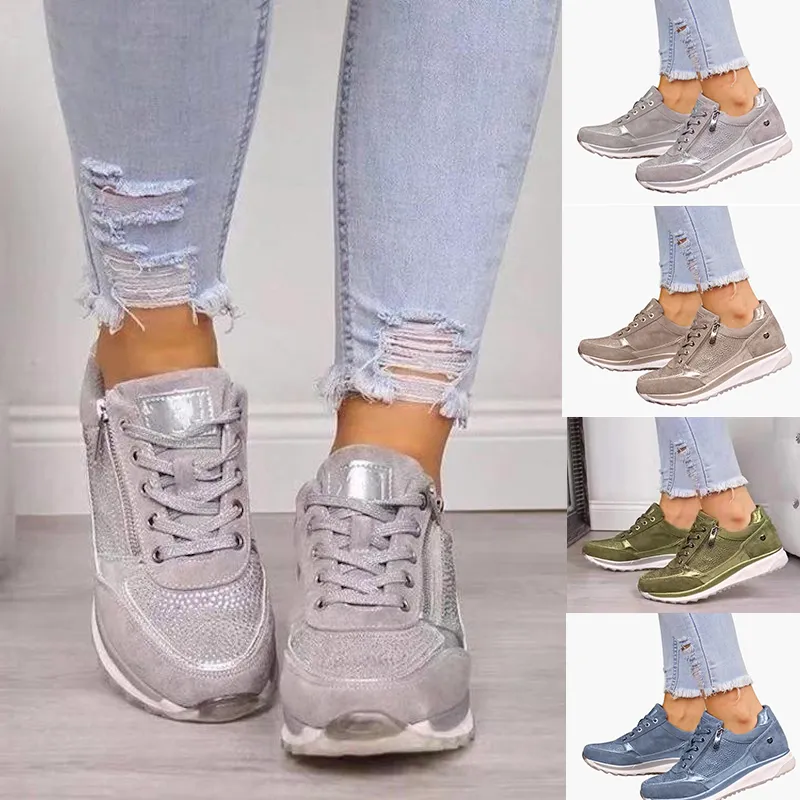 Mode Frauen Espadrilles Sneaker Platform Schuhe Designer Seite Reißverschluss Leder Luxus Frauen Schuhe Wanderkleider Schuhe Gute Qualität