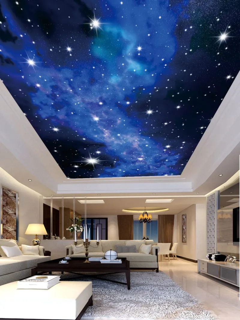 カスタム絵画星の夜景子供の部屋の天井の壁壁画のモダンなデザイン3 dリビングルームの寝室の天井壁紙Papel de Parede