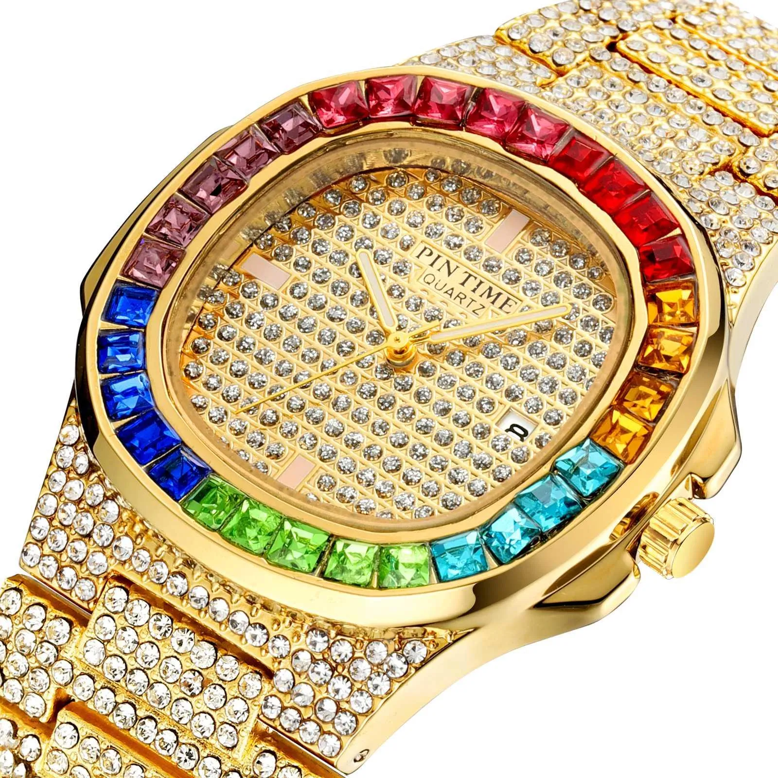 Iced Out Diamond Mens Nelsonic Diamond Quartz Watch With Business Calendar Waterproof And Stylish From Weiyi18 26.77 DHgate.Com