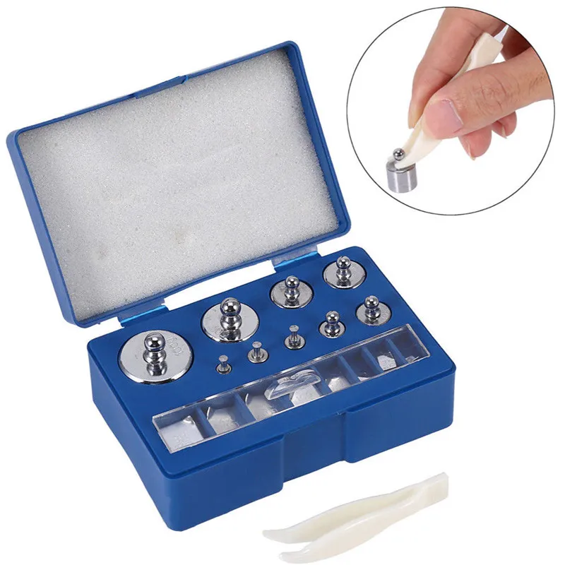 17pcs Digital Scale Calibration Weight 10mg-100g Stainless Steel Jewelry Scale Calibration Weight Set Tweezer Weighting Tools