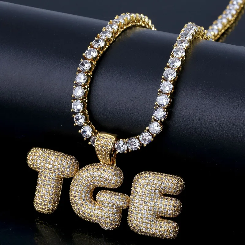 Custom Iced Out Bubble Letter Necklace Mens Hip Hop Jewelry With Gold Silver Initials From Hiphopqueen 17.45 DHgate.Com