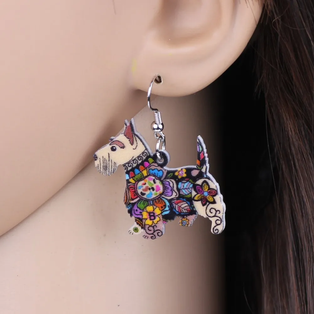 Weveni Acrylic Anime Aberdeen Ish Terrier Dog Jewelry Sets earringsネックレス