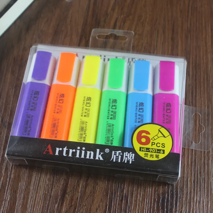 6 cores / set marcador caneta arte cinco geração 5 highlighter álcool marcas oleoso suprimentos