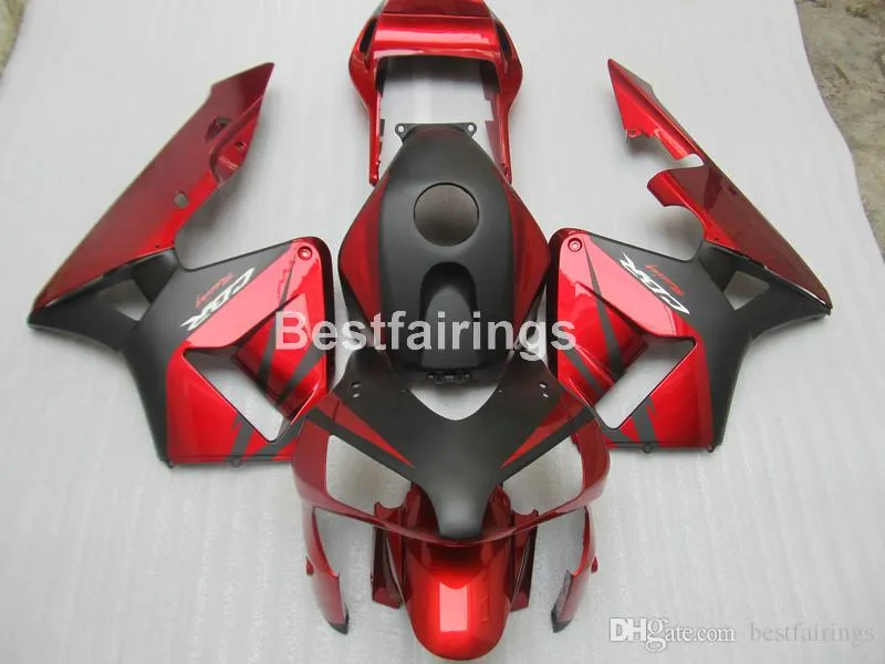 Injeção moldada ABS Fairings de plástico para Honda CBR600RR 03 04 Vinho Vermelho Black Feeding Kit CBR600RR 2003 2004 JK21