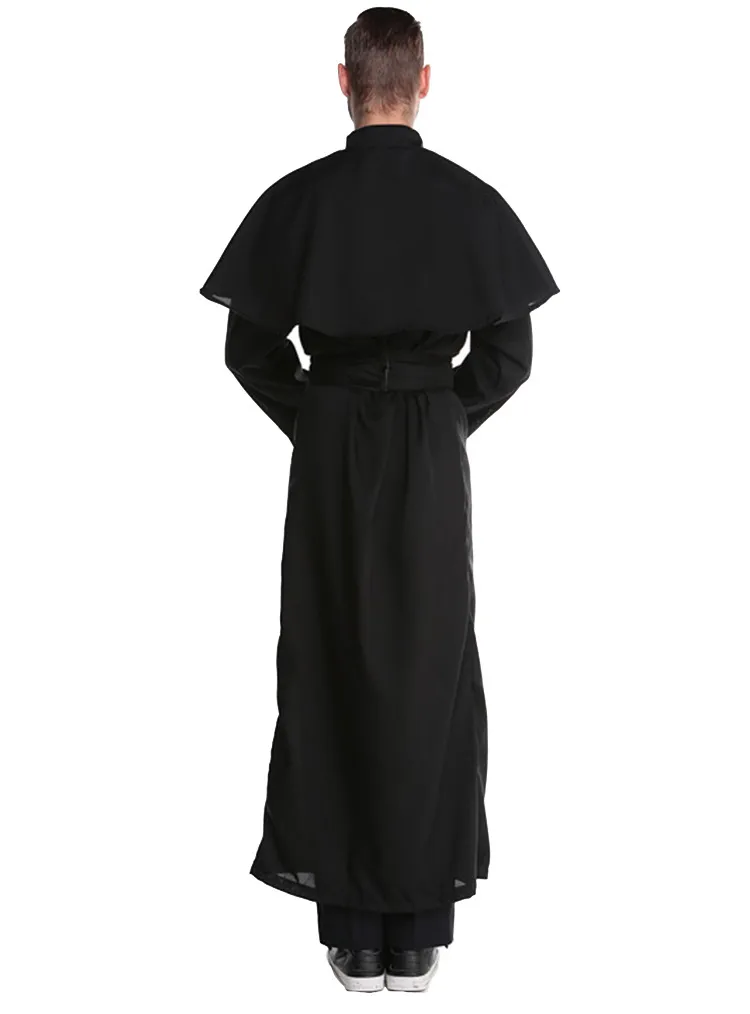 Costume Moine Médiéval Renaissance - Robe Avec Capuche, Collier Croix Et Cordon - Pour Cosplay, Halloween, Spectacle