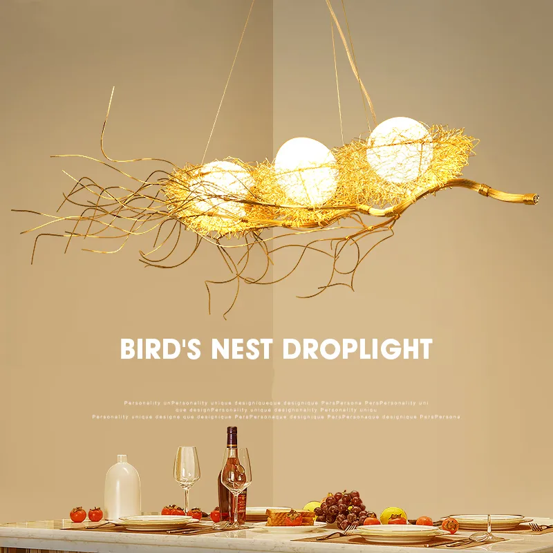 Modern Chandelier Lighting For Golden Bird's Nest Dining Room Lustre de cristal Chandeliers Pendant Hanging Ceiling Fixtures