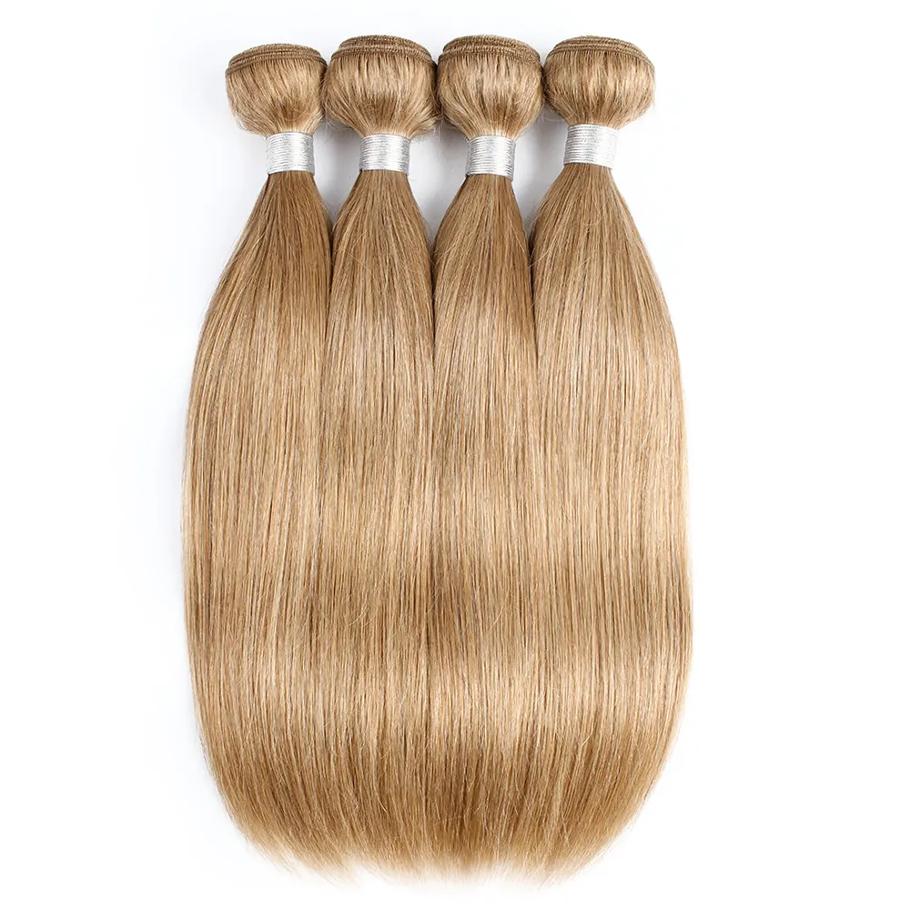 # 27 Honey blond human hår väv buntar brasilianska jungfru rakt hår 3/4 buntar 16-24 tum remy mänskliga hårförlängningar