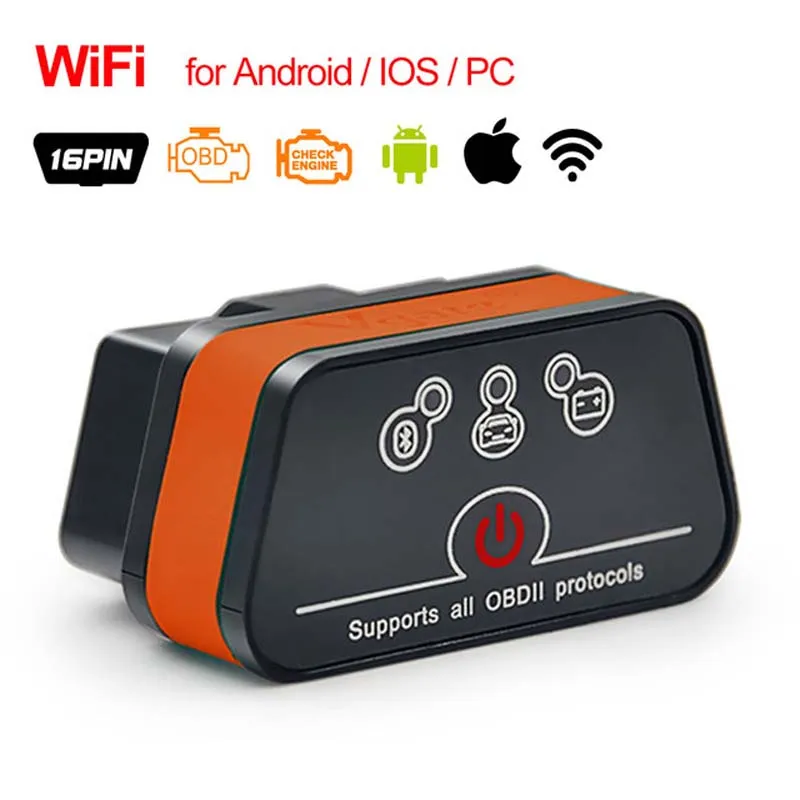 OBD2 Elm327 Wifi Bluetooth V1.5 / V2.1 OBD2 Car Diagnostic Scanner WIF  ELM327 Interface Works On the Cehicle Android / IOS Error Code （Black） 