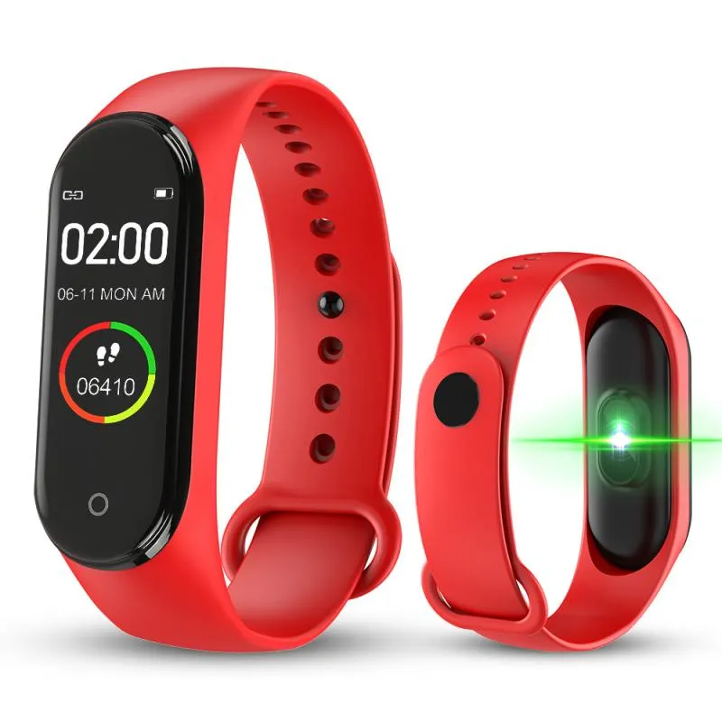 Amoled Screen Smartband Sport Waterproof 3 Color Fitness Traker Bluetooth M4 Bandsmart Wristbands For Miband 4