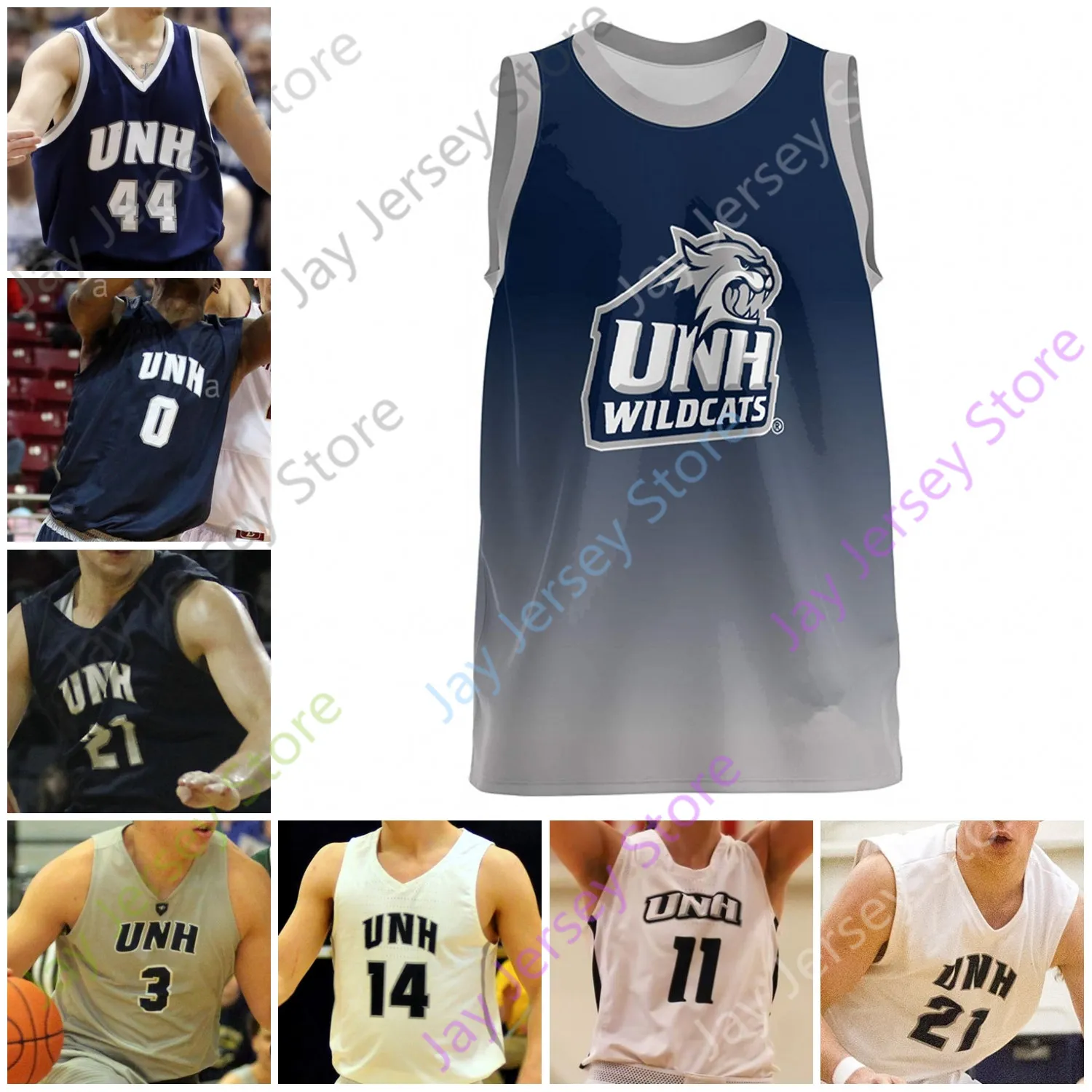 사용자 정의 뉴 햄프셔 UNH 와일드 캣츠 농구 저지 NCAA 대학 Guadarrama Sutherlin Martinez Hopkins Lester Multsby Thoukuiengo Carbone