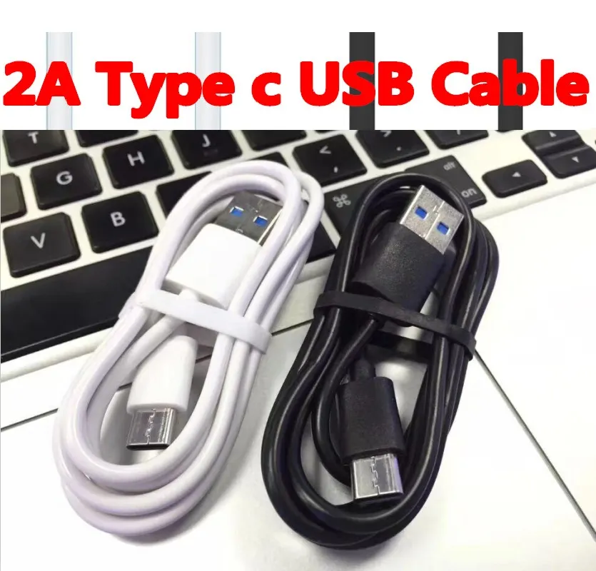 Câbles PVC Type c Micro 5pin 1m 3ft blanc noir câble de charge de synchronisation de données usb pour samsung s4 s6 s7 bord s8 s9 htc téléphone android