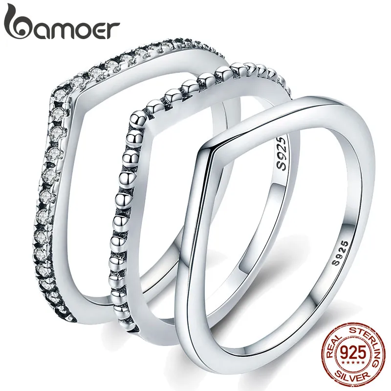 Bamoer 100% 925 Sterling Zilver Waterdruppel Clear CZ Finger Ringen voor Dames Bruiloft Engagement Sieraden Girlfriend Gift PA7649