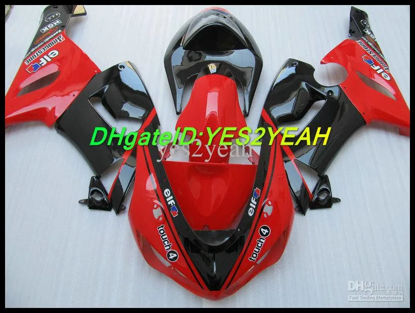 أحمر أسود هدية طقم الجسم لكاواساكي النينجا ZX6R 05 06 ZX-6R 636 هيكل السيارة ZX 6R 2005 2006 Fairings set + gifts