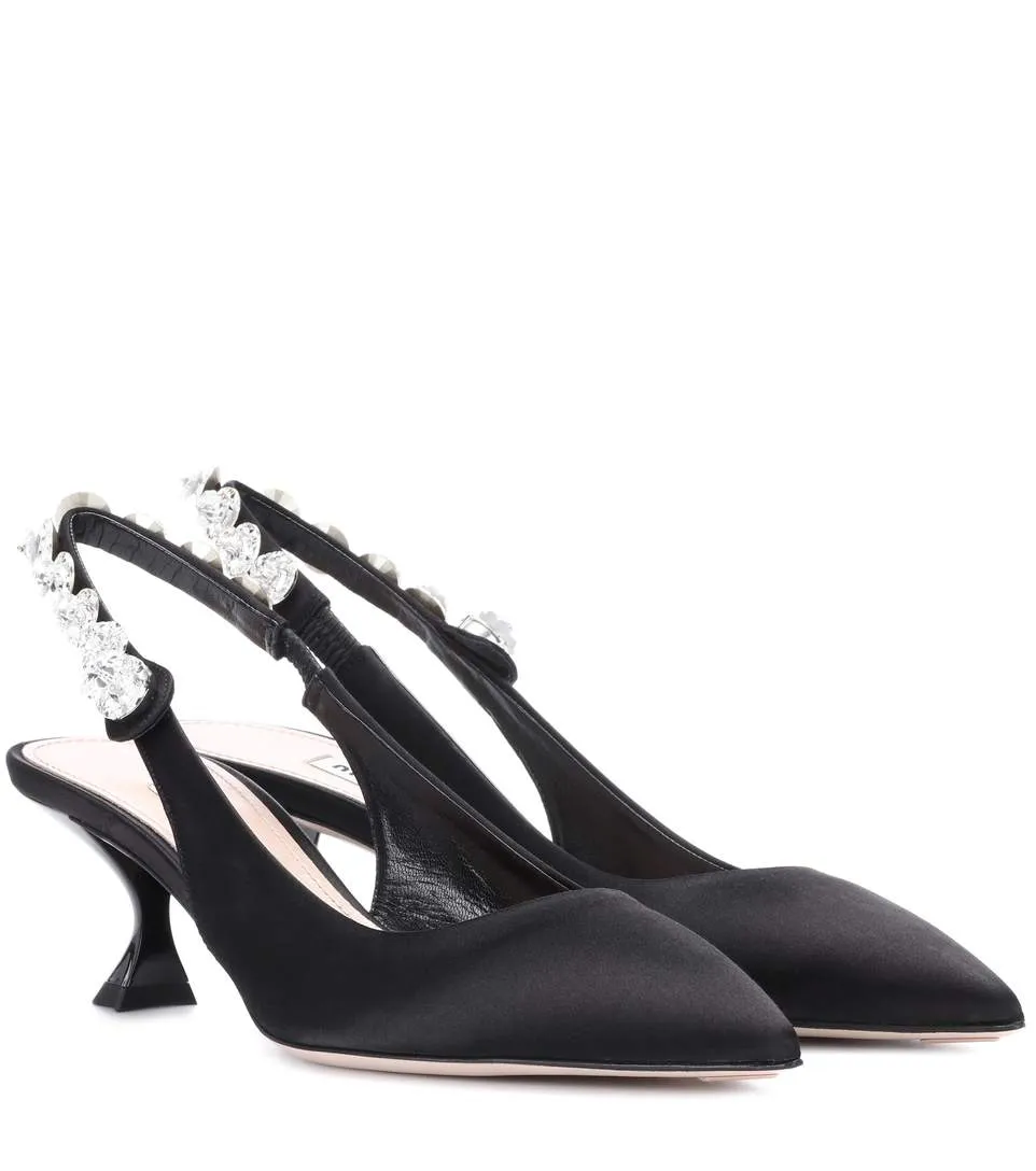 Hot Sale-European and American fashion Satin Slingback Pumps