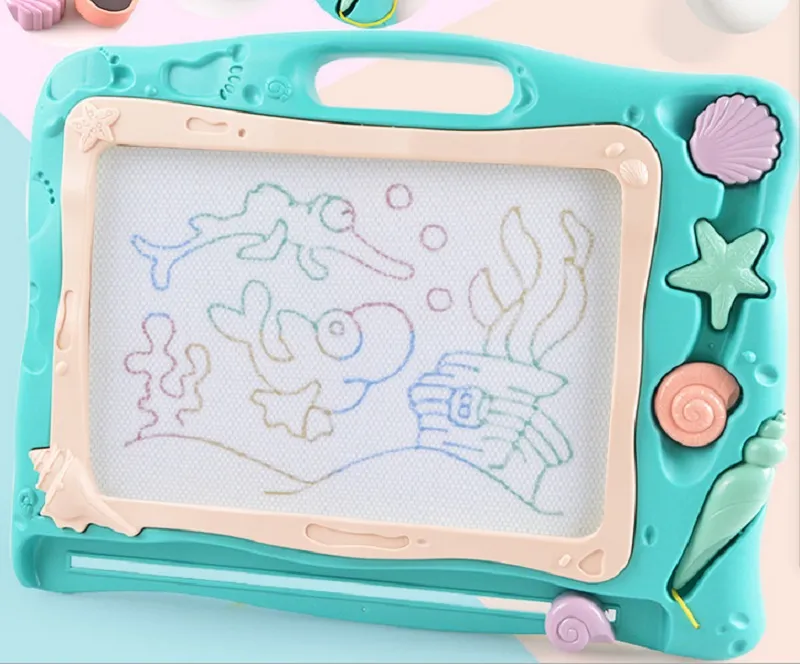 Planche à dessin magnétique, bloc-notes de dessin pour enfants thème de l'océan grande taille peinture écriture tableau de griffonnage pour les tout-petits bébé éducation créative