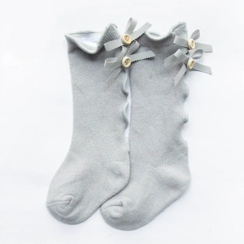 Children Solid Color Socks Baby Summer Bow Wooden Ear Lace Children Socks Soft Infant Casual Socks 48