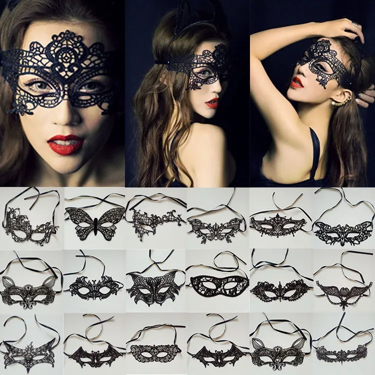 50 pcs Femmes Sexy Lady Dentelle Masque Pour Les Yeux Pour La Fête Halloween Mascarade Vénitienne Événement Mardi Gras Robe Costumes Carnaval Cosplay Disco Demi Masque