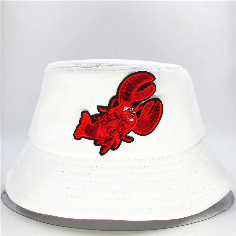 LDSLYJR Cotton Lobster Embroidery Bucket Hat Fisherman Hat Outdoor