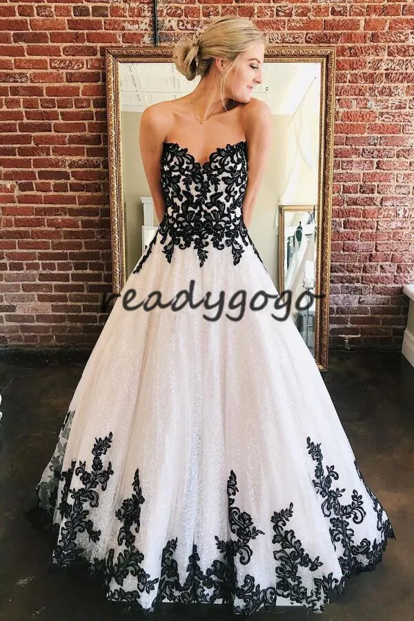 Black and white corset wedding dress sale