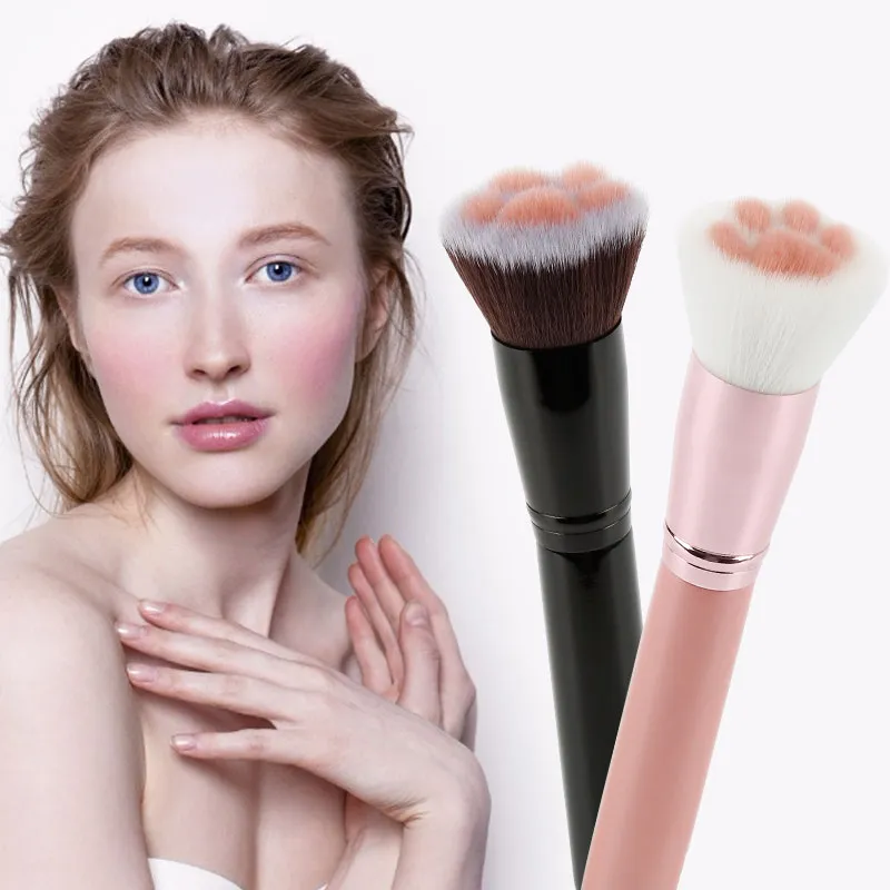 1pc Cat Claw Paw Makeup Brushes Söt Foundation Pulver Blush Brush Handgjord Fiber Hårbjörk Handle Beauty Makeup Tool