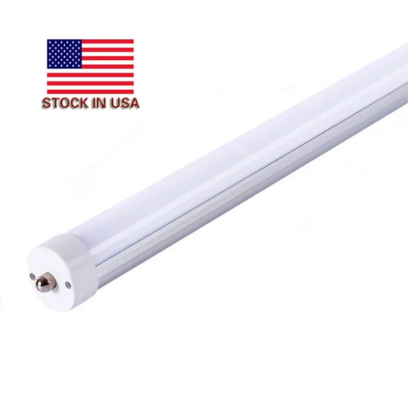 8 Foot LED tube light Bulb Single Pin FA8 LED Tube 45Watts Dual-Ended Power Ballast Bypass 4800Lumens 6000K Cold White Frosted Cover (25 Pack)