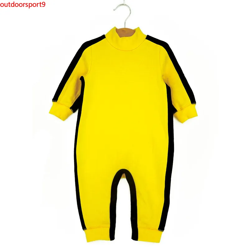 Gongfu manga comprida confortável simples amarelo bebê verão romper jumpsuit hot moda nova roupa infantil