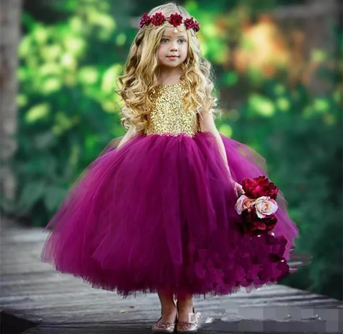 Purple and gold flower girl dresses outlet