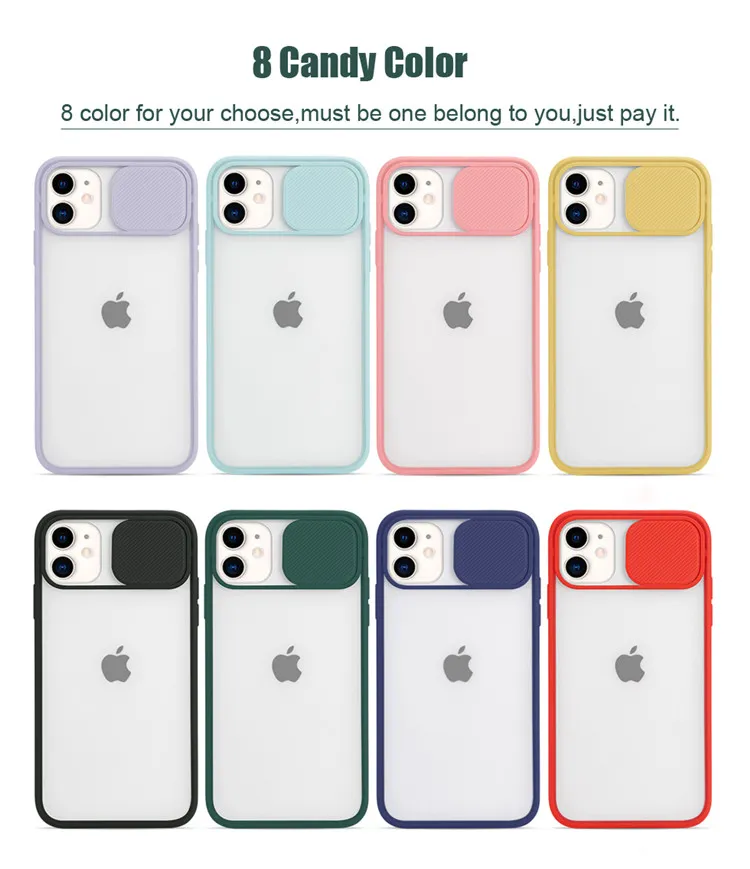 Farbe Frosted Transluzent stoßfest Objektiv Slide Phone Cases Abdeckung für iPhone 13 12 11 SE iPhone11 pro Max XR 8 7 Plus 6s Slide Kamera Hard Case