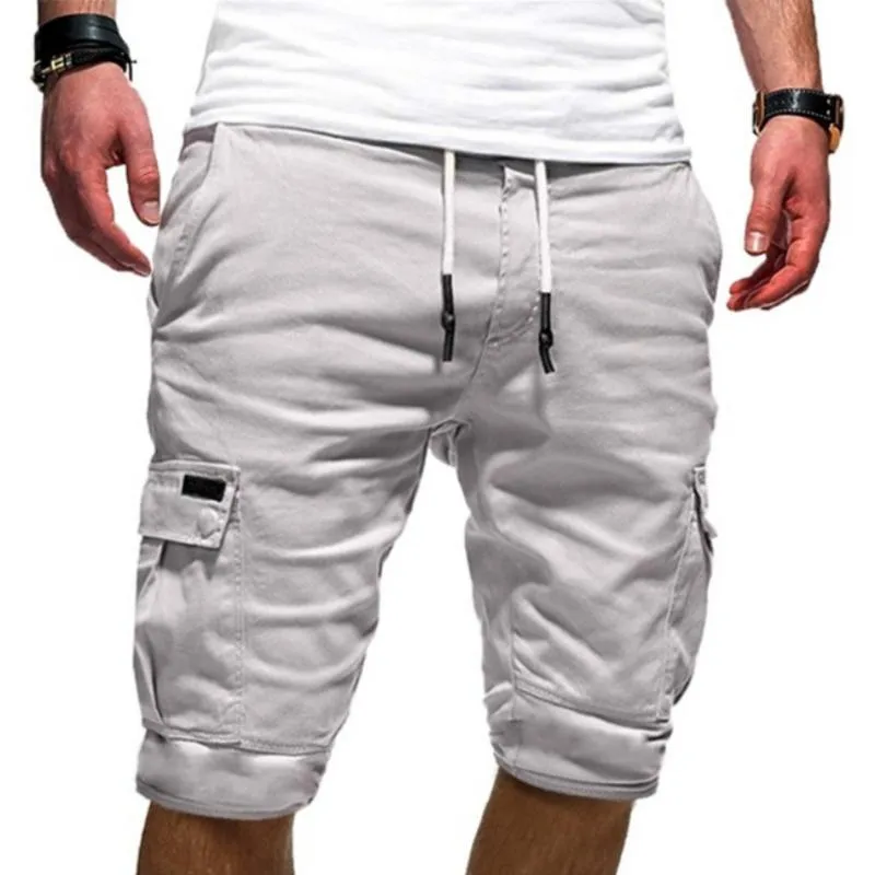 Męskie dżinsy stałe kolorowe krótkie krótkie menu 2021 męski mężczyzna luźny człowiek sznurka Piąte spodnie plus size1216g