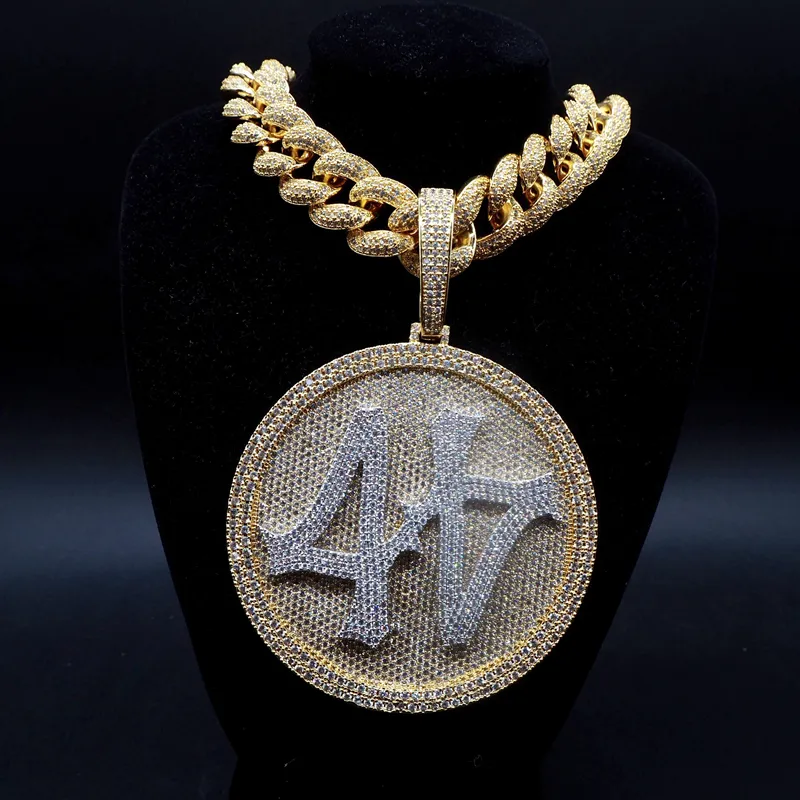 Gold Plated Full CZ Mens Hip Hop Bling Diamond Name Necklace With Super Iced Out Big Round Spinner And Number 44 Pendant Perfect Gift From Medofu eletronics 51.29 DHgate.Com