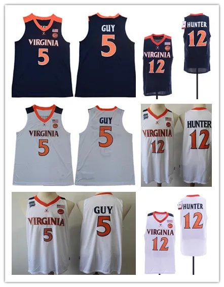 2019 Men's NCAA Virginia Cavaliers 12 De'Andre Hunter Kyle Guy Jersey #5 UVA Final Four ACC Virginia Cavaliers College Basketball Jersey