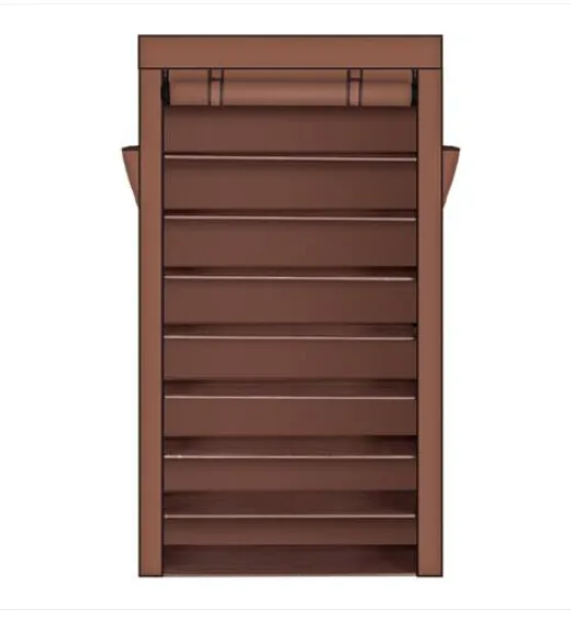 Sales!!! Wholesales Free shipping 10 Tiers Shoe Rack with Dustproof Cover Closet Shoe Storage Cabinet Organizer Dark Brown