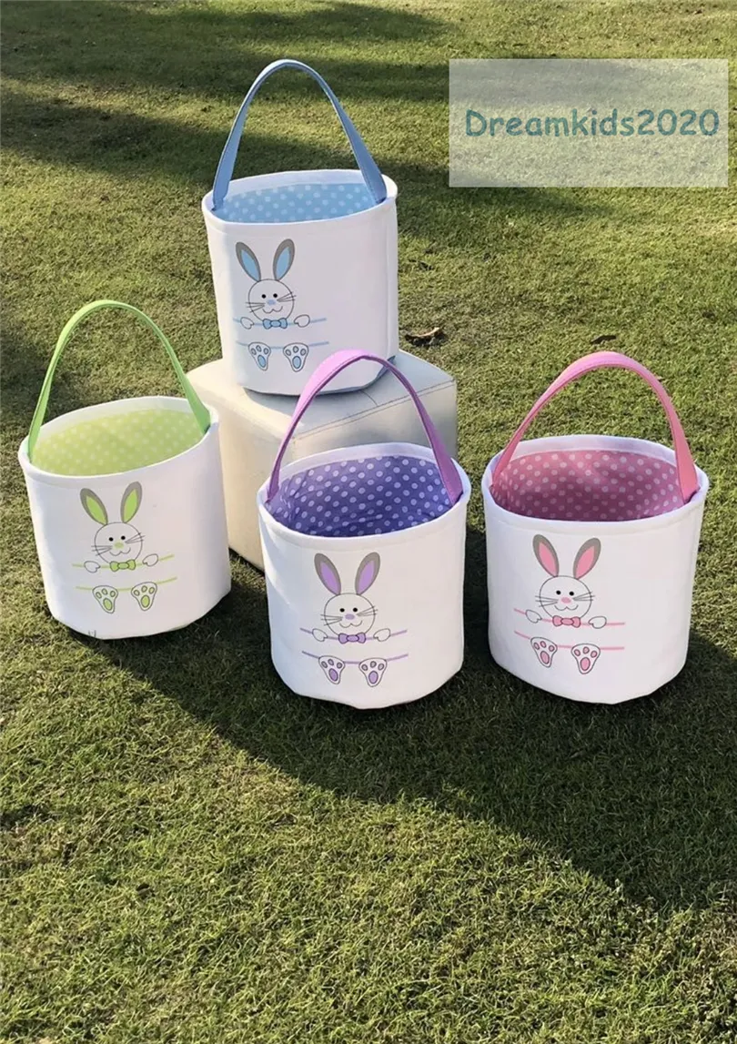 Paskalya Bunny Çanta Çocuklar için, Paskalya Tavşan Sepeti Paskalya Bunny Çanta Tavşan Baskılı Tuval Tote Çanta Yumurta Şekerleri Sepetleri