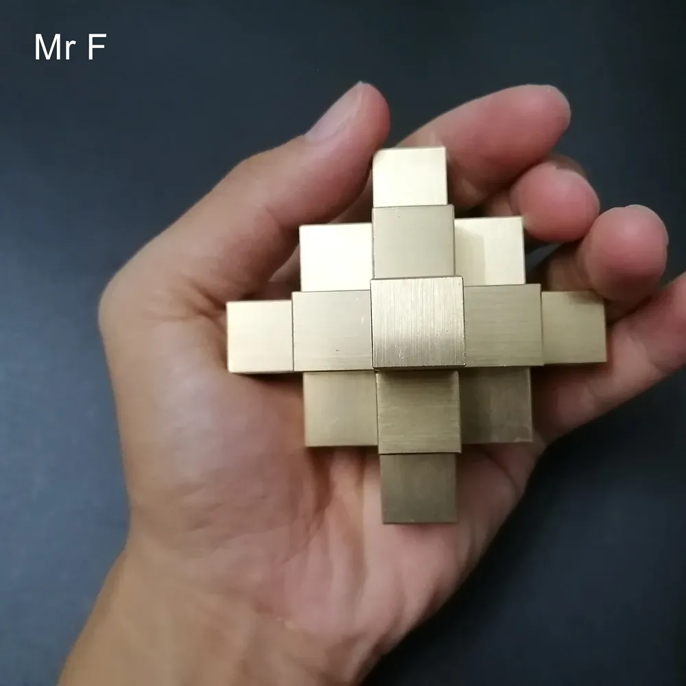 두뇌 티저 중국어 kong ming 잠금 3D 퍼즐 컬렉션 순수 황동 금속 퍼즐 모델 게임 취미 장난감