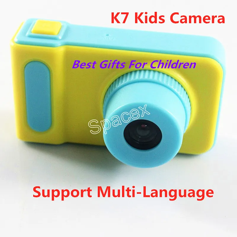 Nice Gifts Cameras K7 Mini Digital Kids Camera Cute Cartoo 1080P Toddler Toy Birthday Gift Multi-Language for Little Boys Girls